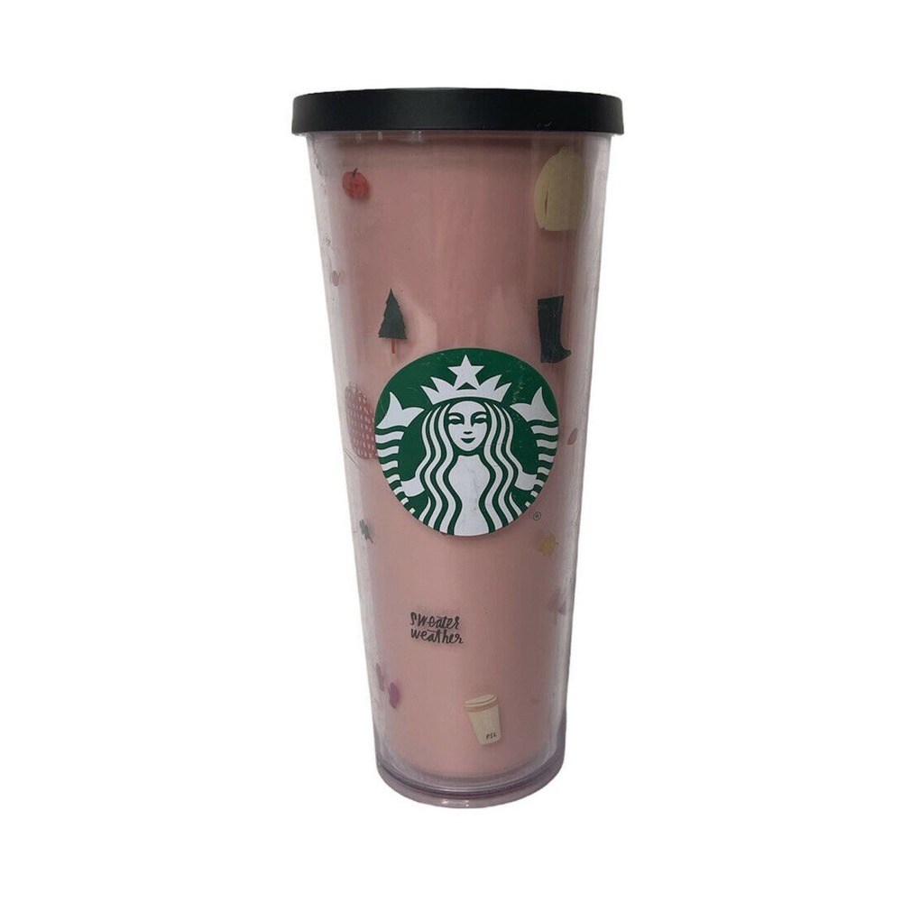 Rare Starbucks Bando Ban.do Stay Cozy Sweater Weather 24 oz Pink Tumbler Cup HTF